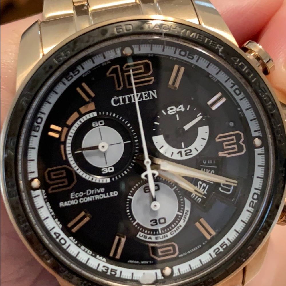 Men’s Gold Citizen Eco-Drive Watch w/ Blue Dial